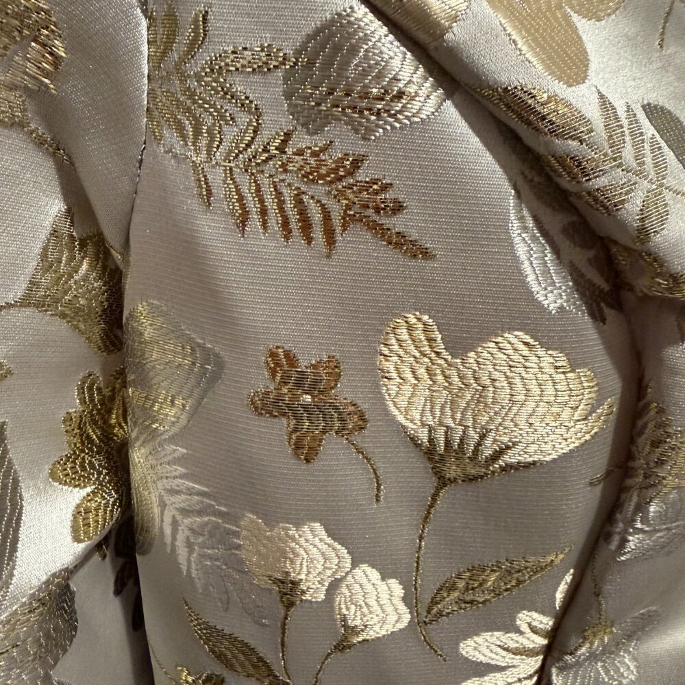 Mac Duggal White and Gold Floral Puff Sleeve Mini Dress - Picture 13 of 14
